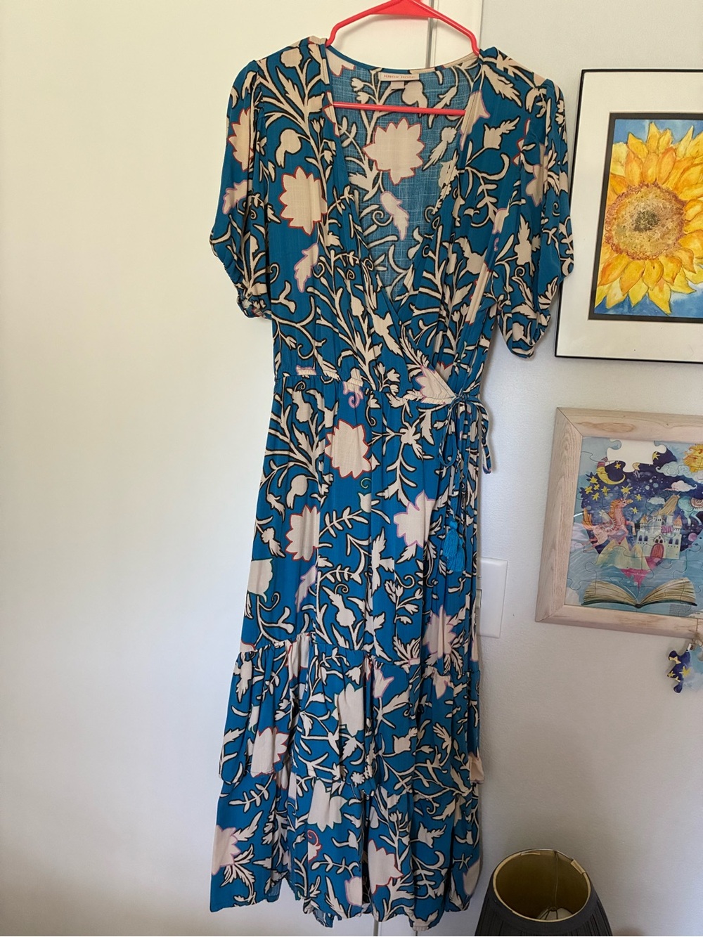 Knox Rose Teal Floral Wrap Midi Dress
